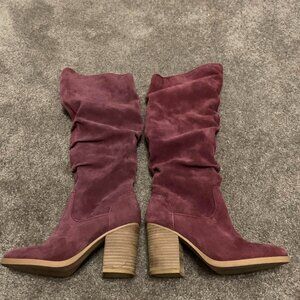 Nine West burgundy suede boots size 6